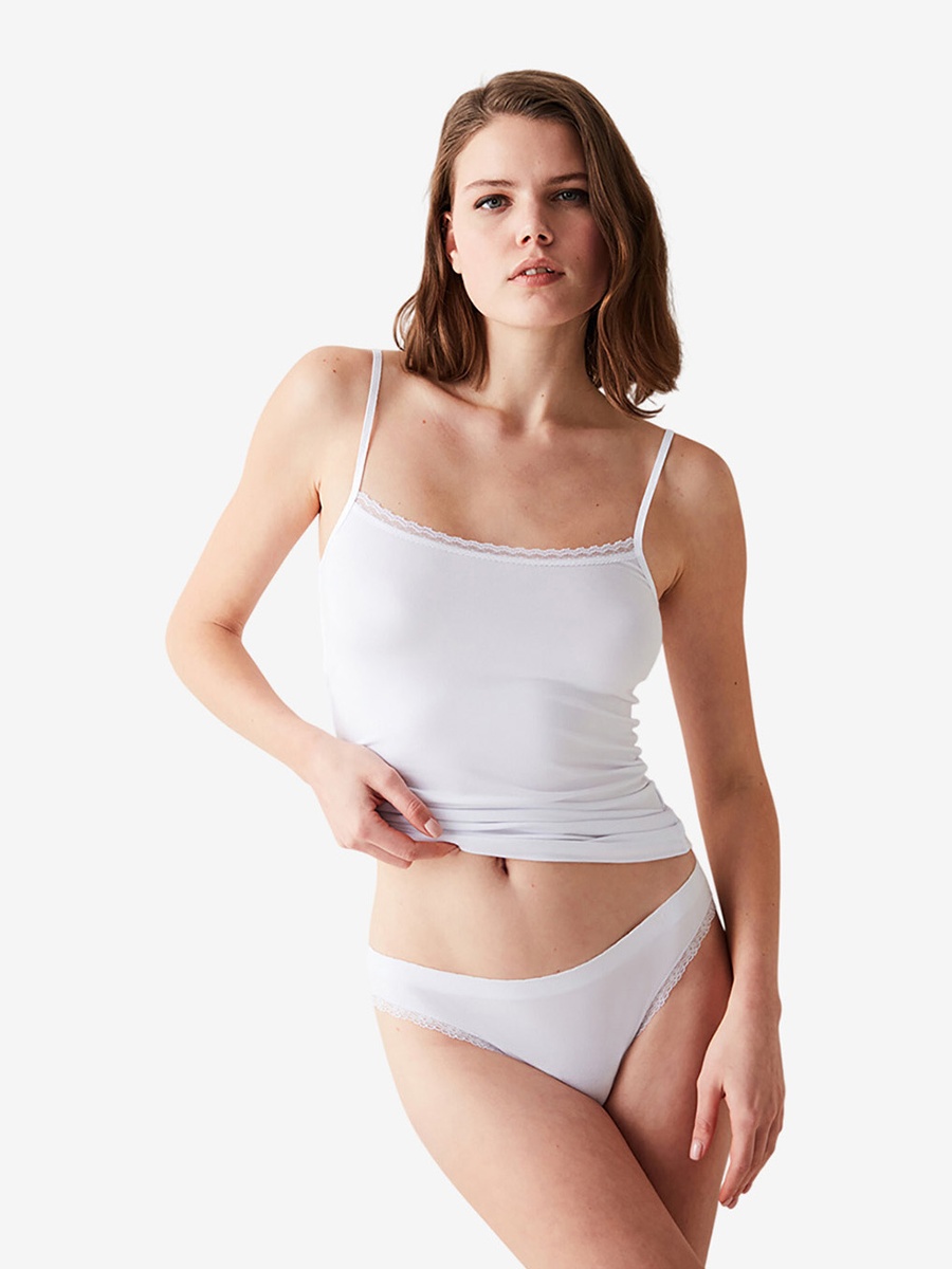 Modal Solid Camisole with Lace Trim