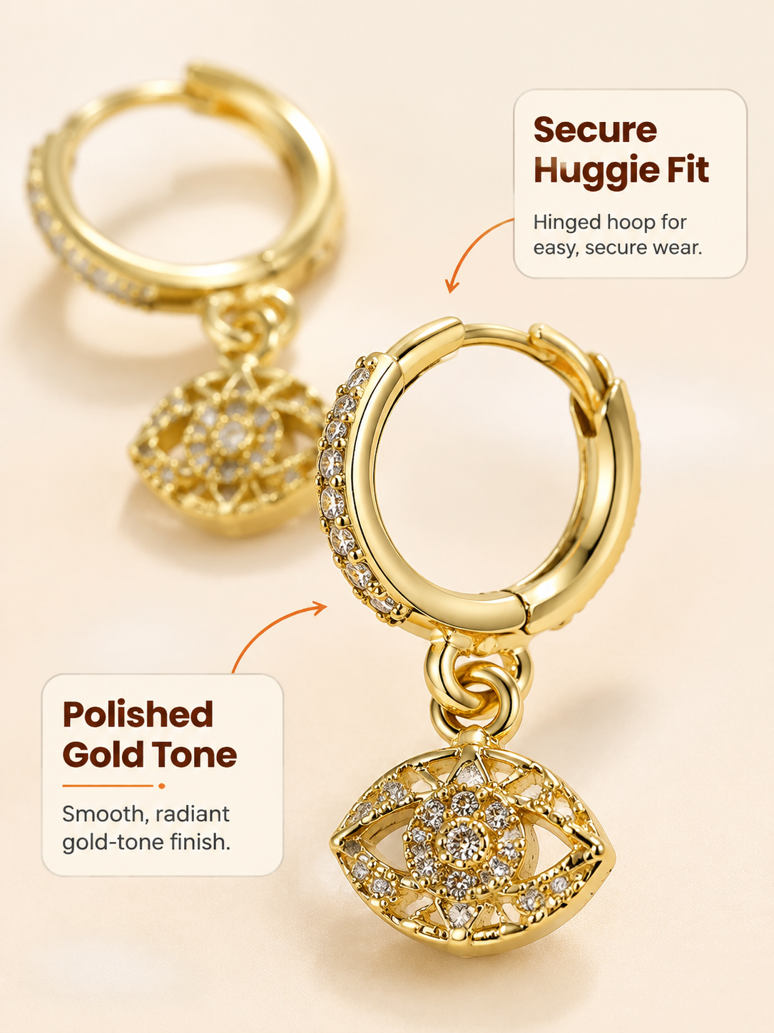 Gold Evil Eye Hoops