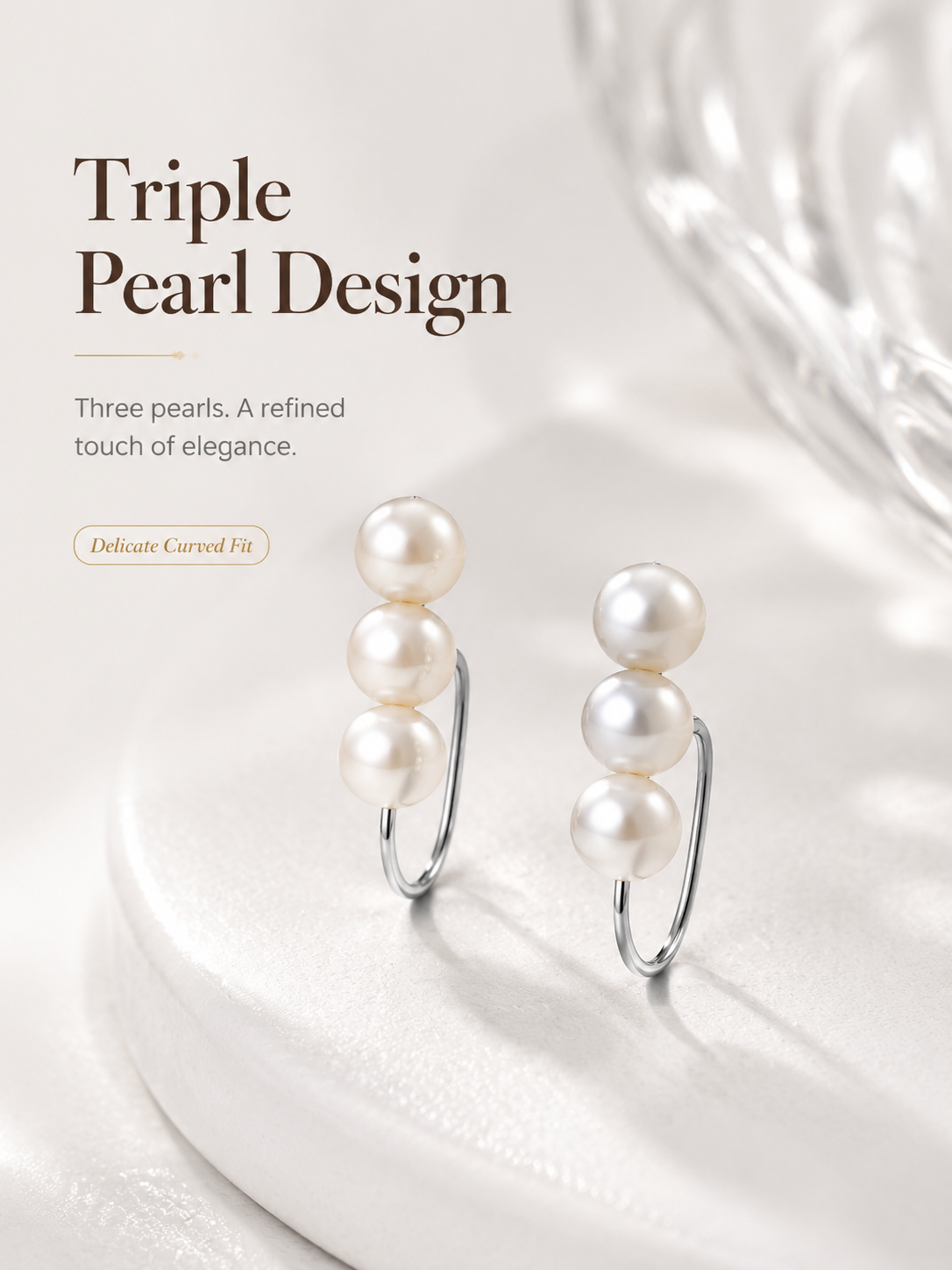 White Pearl Drop Earrings with Silver Tone