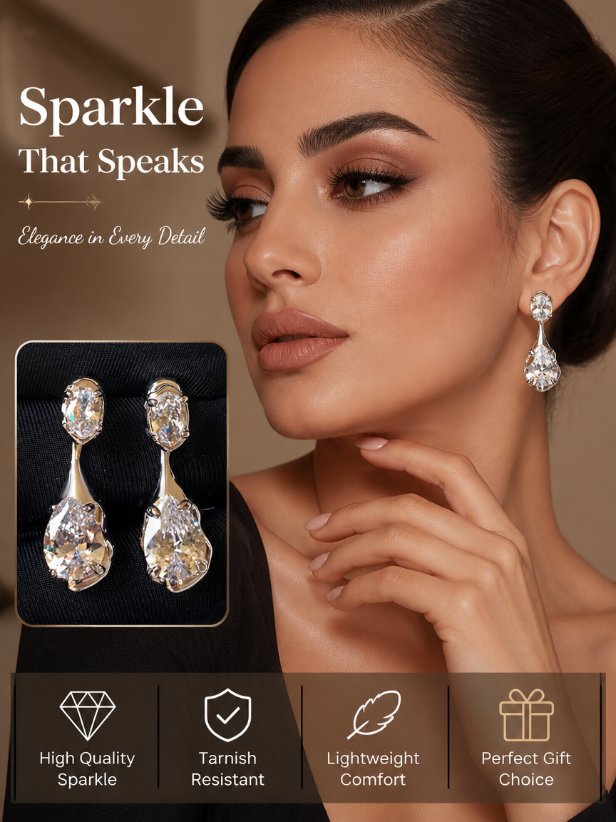 Silver Teardrop Dangle Earrings