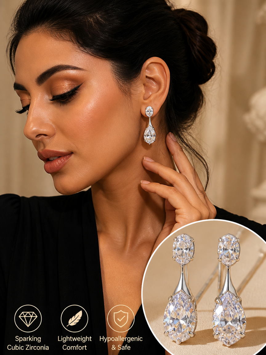 Silver Teardrop Dangle Earrings