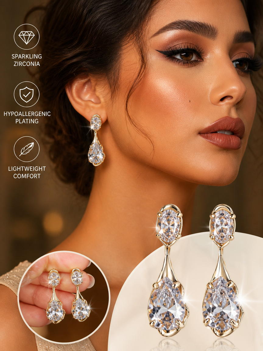 Silver Teardrop Dangle Earrings