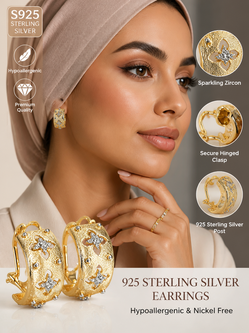 Gold Plated CZ Huggie Hoop Earrings