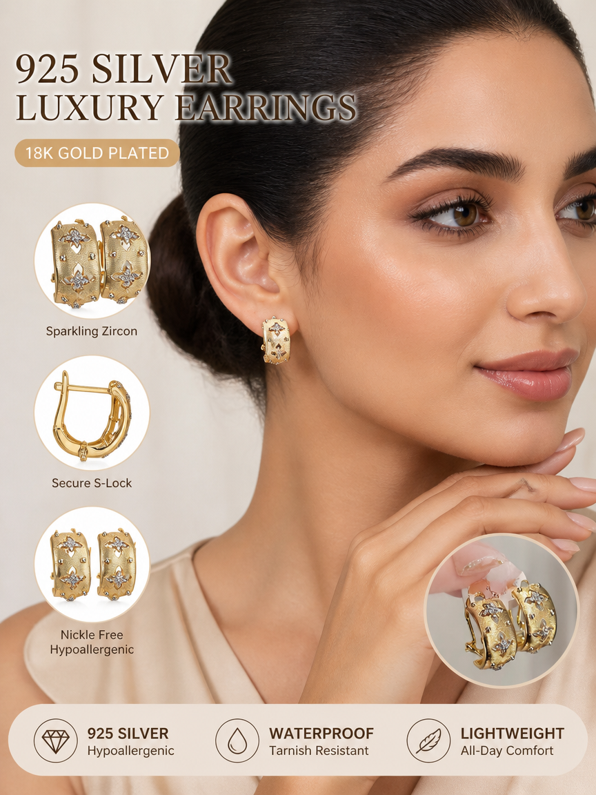 Gold Plated CZ Huggie Hoop Earrings