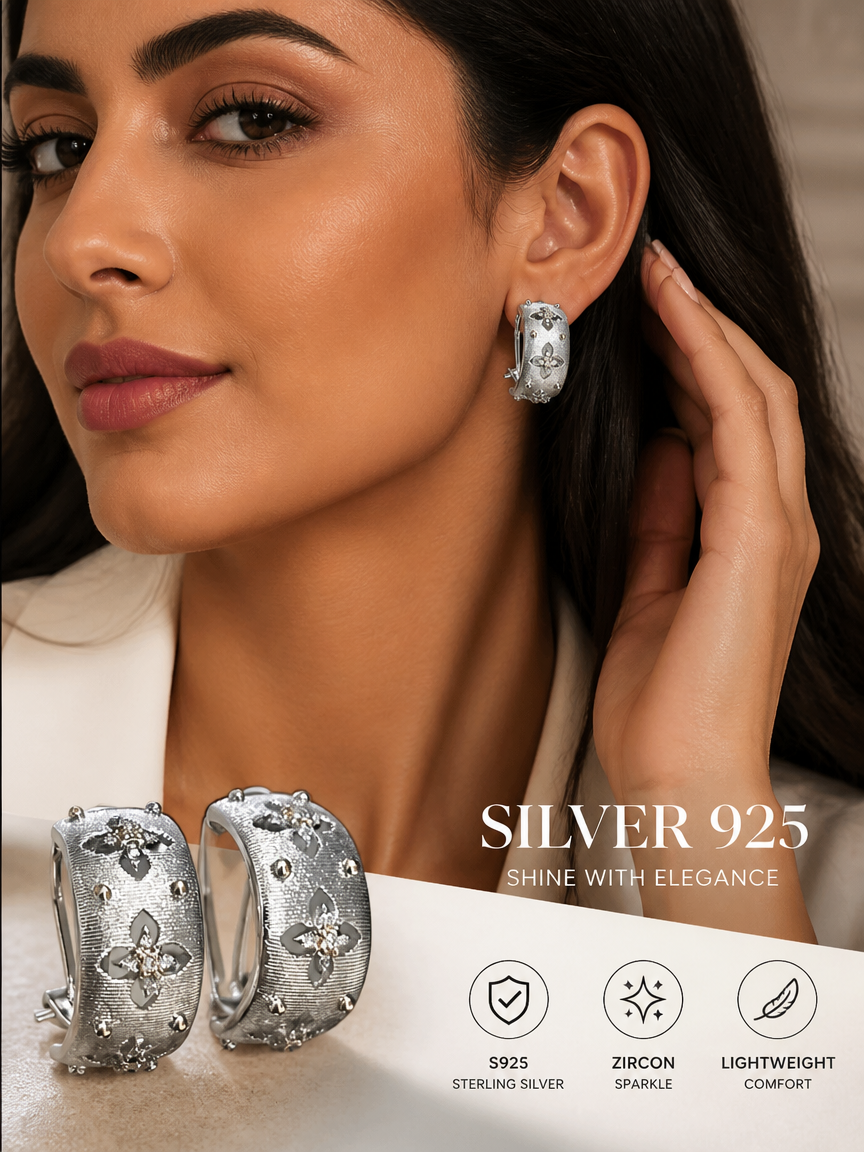 Silver Cubic Zirconia Huggie Hoop Earrings