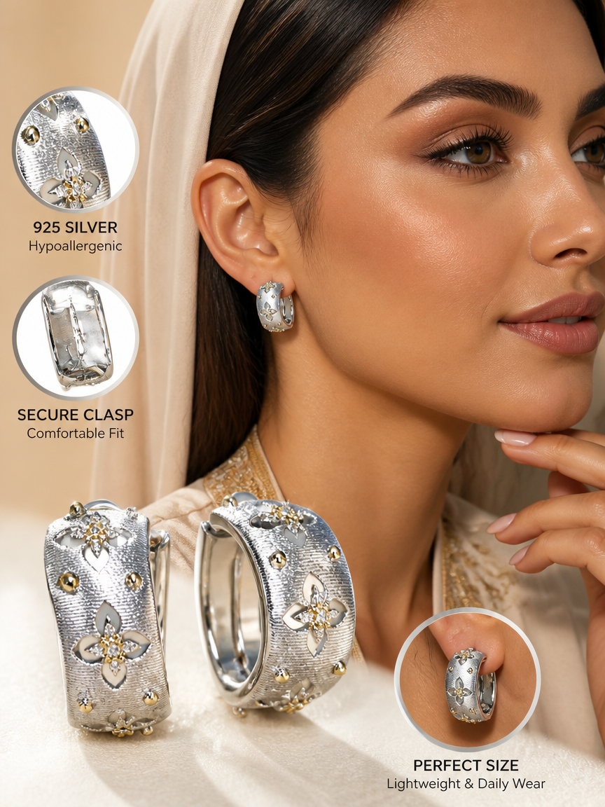 Silver Cubic Zirconia Huggie Hoop Earrings