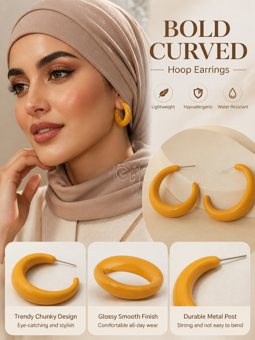 Orange Chunky Hoop Earrings