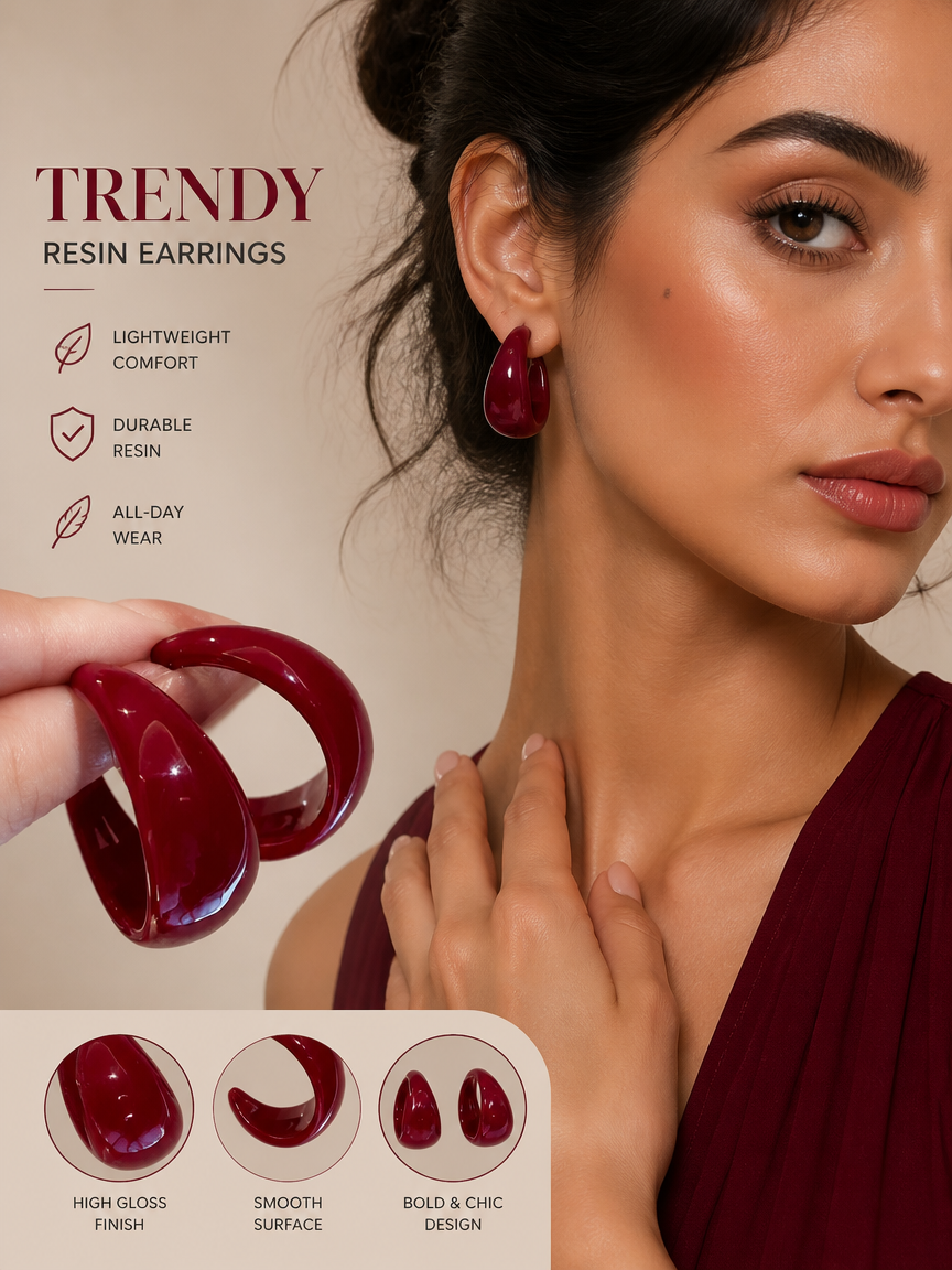 Red Hoop Earrings