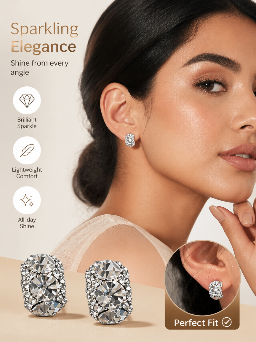 White Crystal Stud Earrings