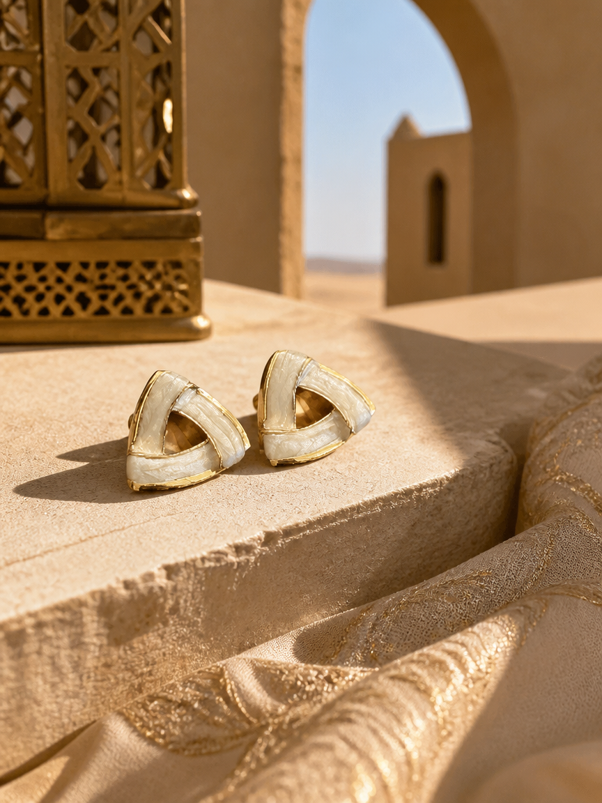 Desert Gold Triangle Shell Earrings