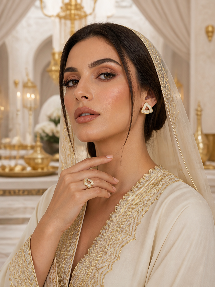 Desert Gold Triangle Shell Earrings