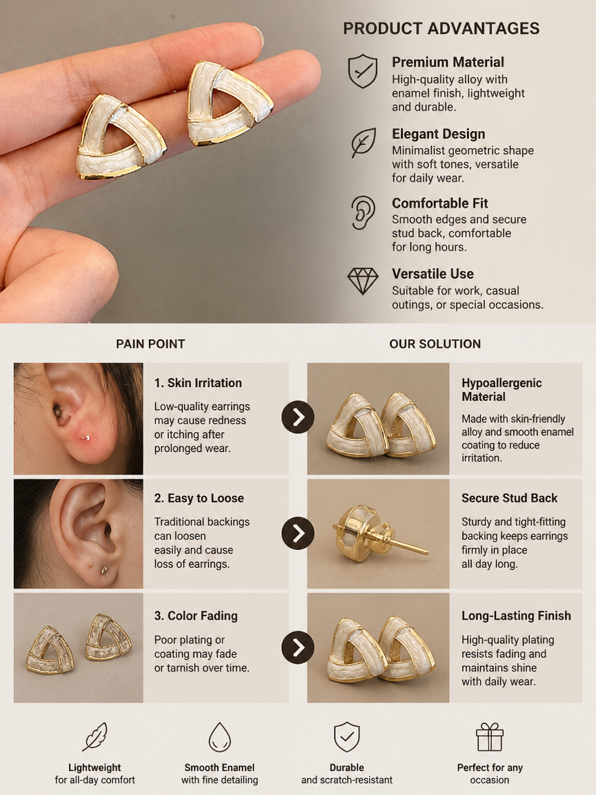 Desert Gold Triangle Shell Earrings