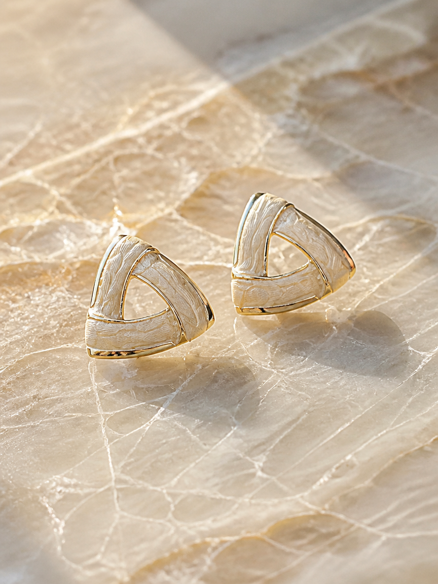 Desert Gold Triangle Shell Earrings