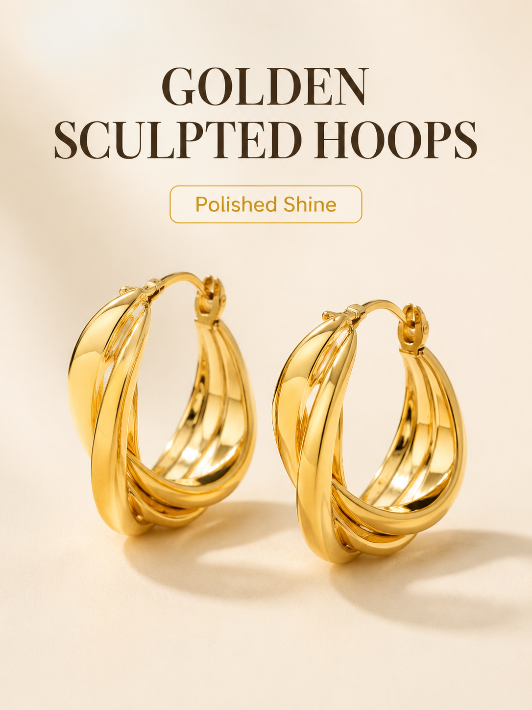 Sculpted Gold Hoop Earrings