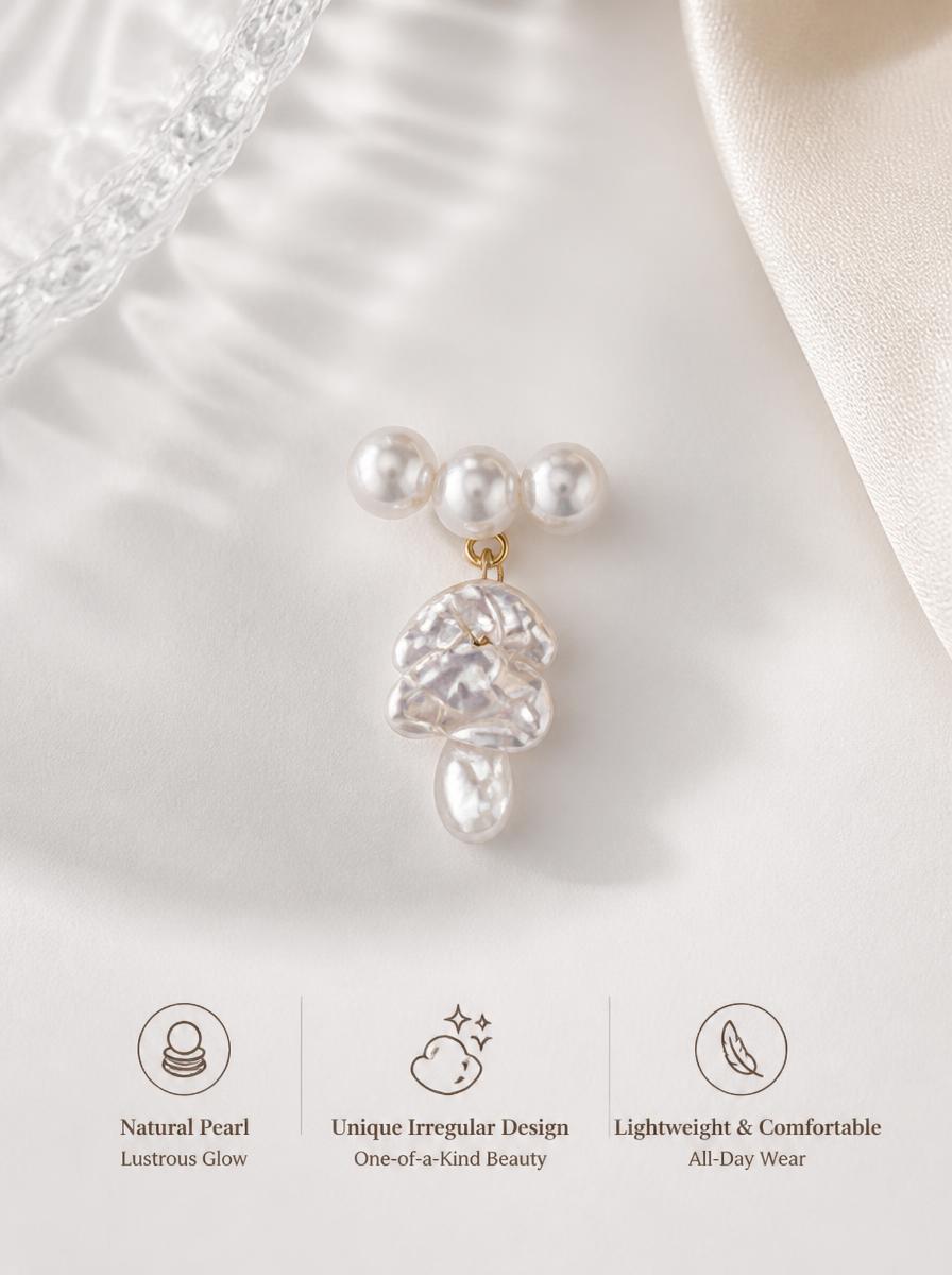 Pearl and Crystal Cluster Drop Earrings