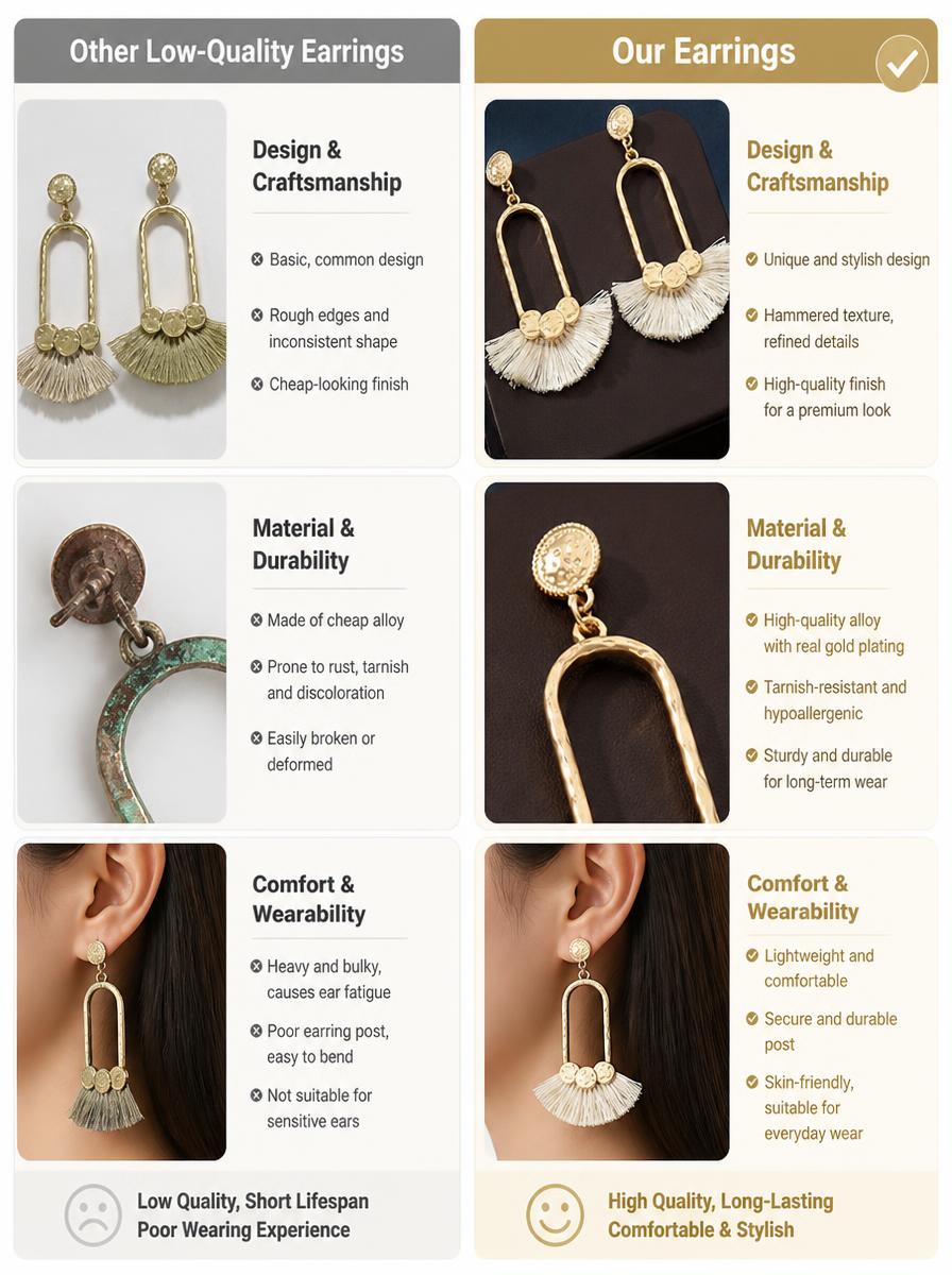 Gold Tassel Drop Earrings