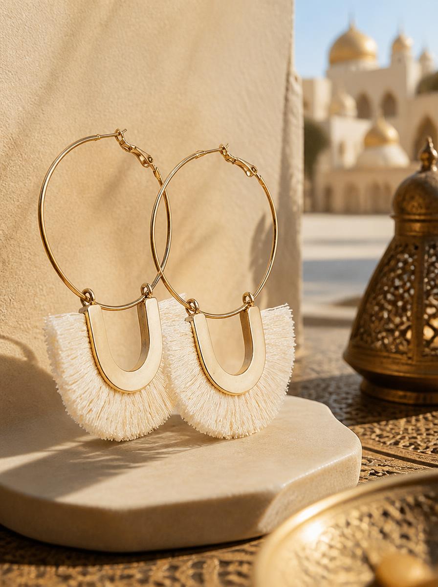 Golden Tassel Hoop Earrings