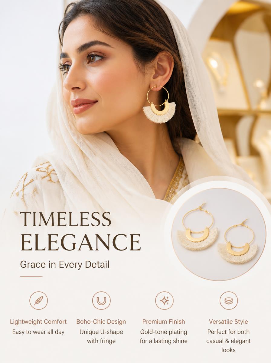 Golden Tassel Hoop Earrings