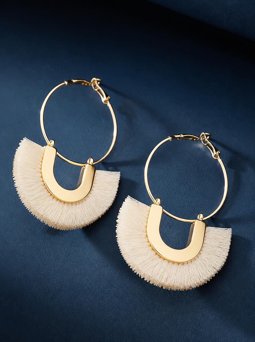 Golden Tassel Hoop Earrings