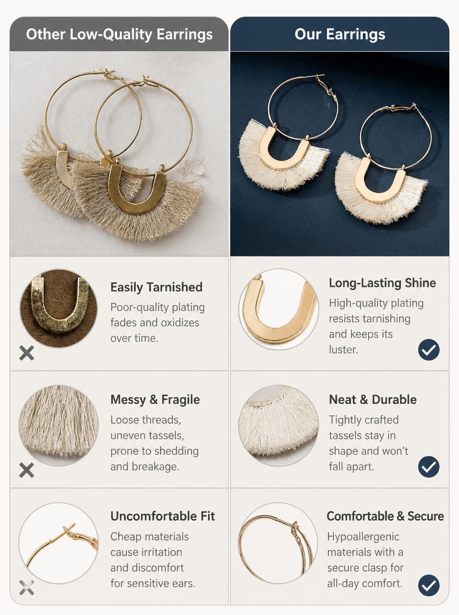 Golden Tassel Hoop Earrings