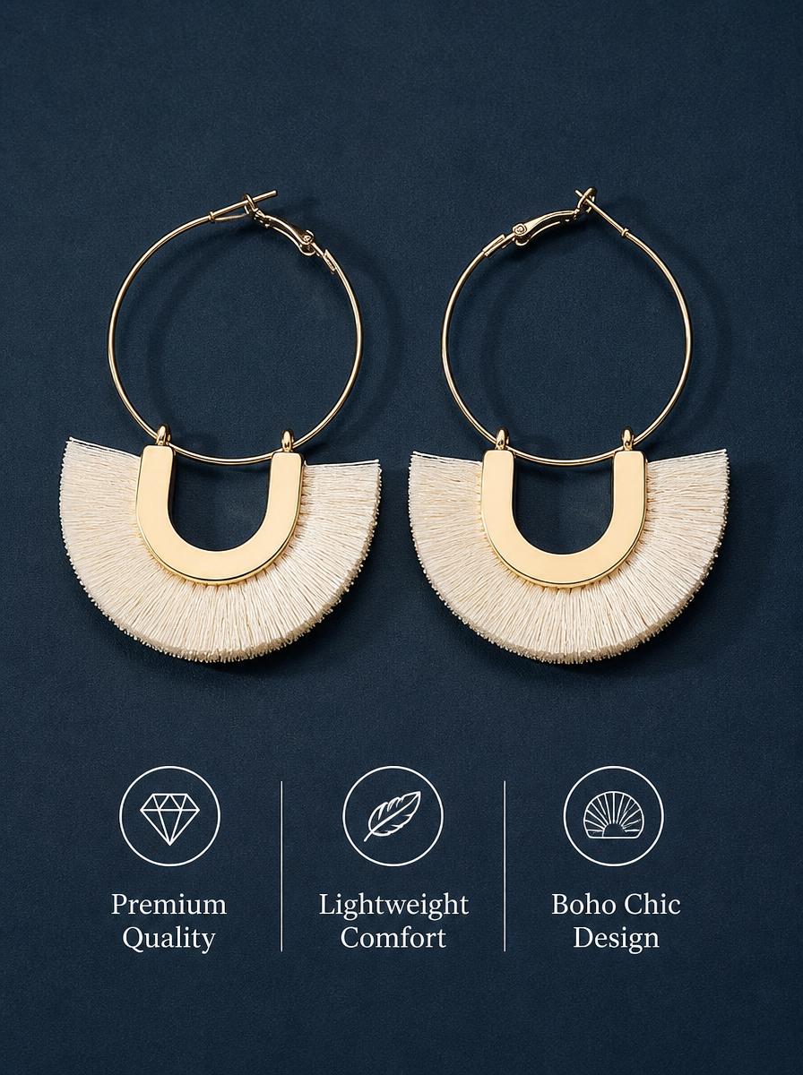 Golden Tassel Hoop Earrings