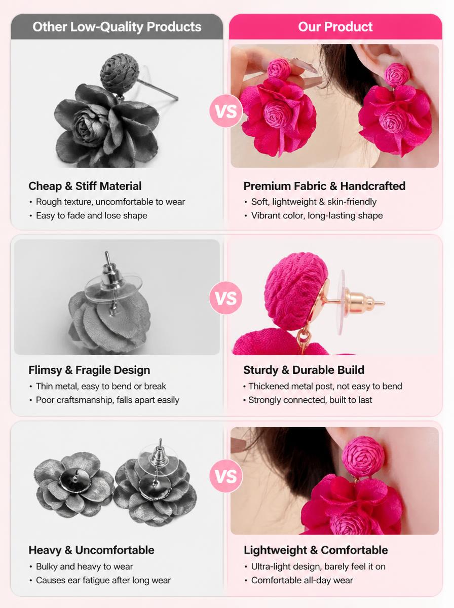 Magenta Floral Drop Earrings
