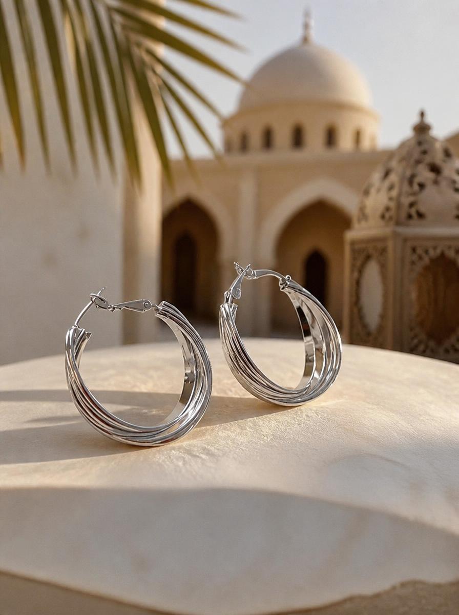 Silver Twisted Hoop Earrings