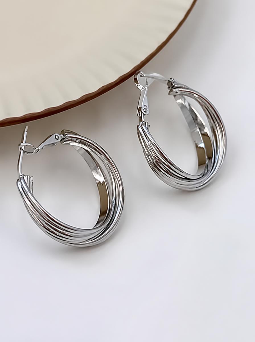Silver Twisted Hoop Earrings