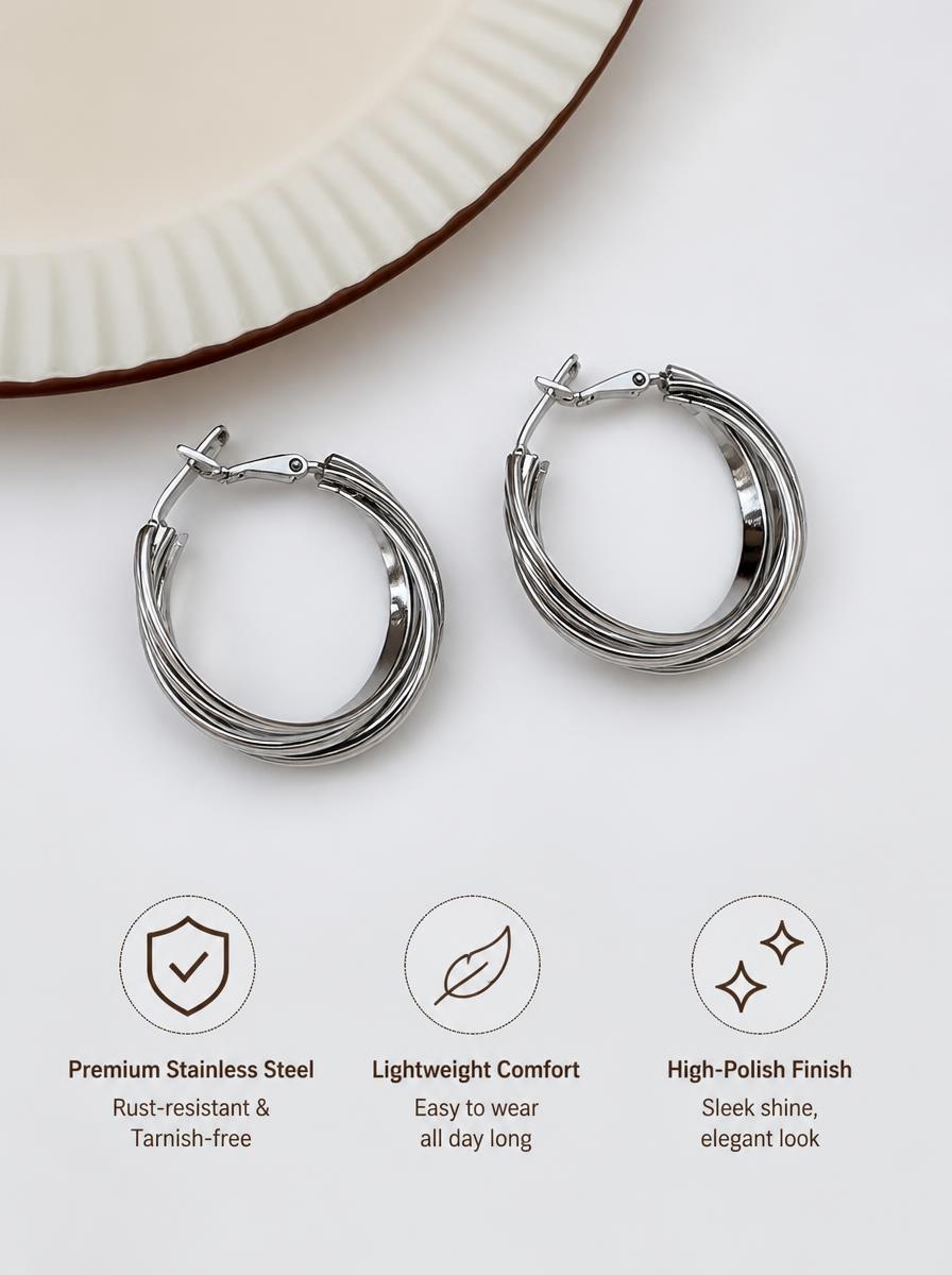 Silver Twisted Hoop Earrings