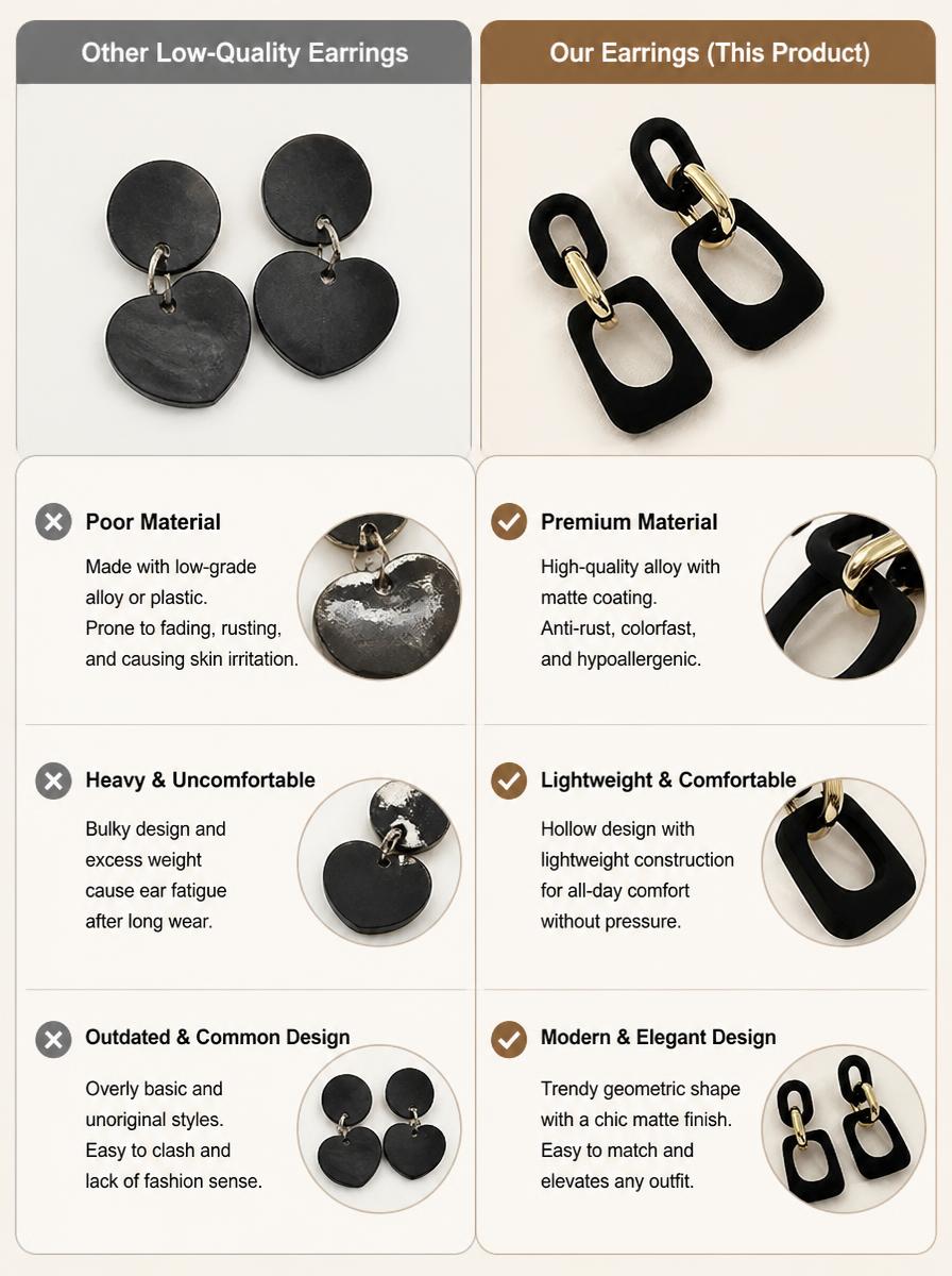 Matte Black and Gold Link Earrings