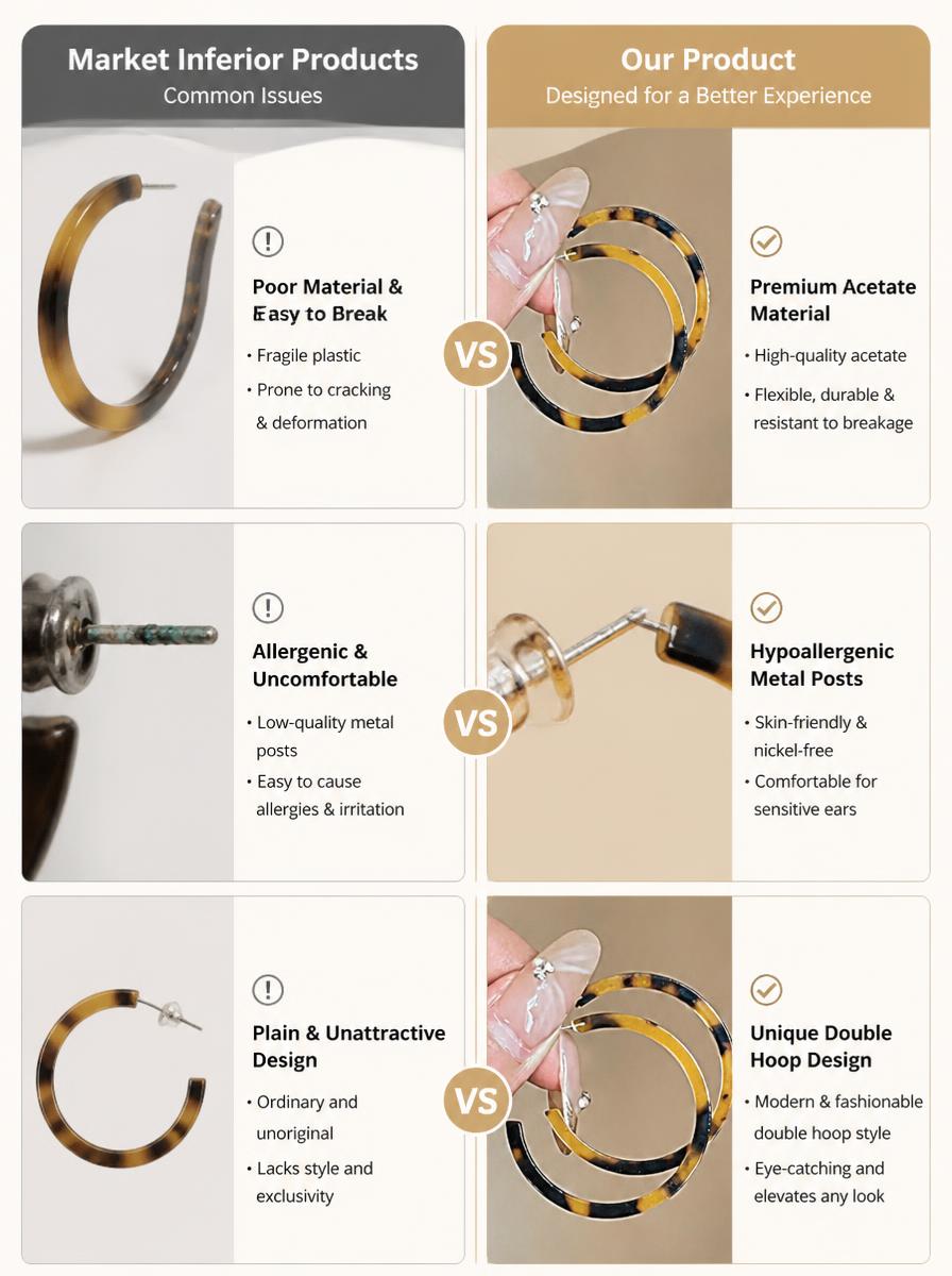 Tortoise Shell C-Hoop Earrings