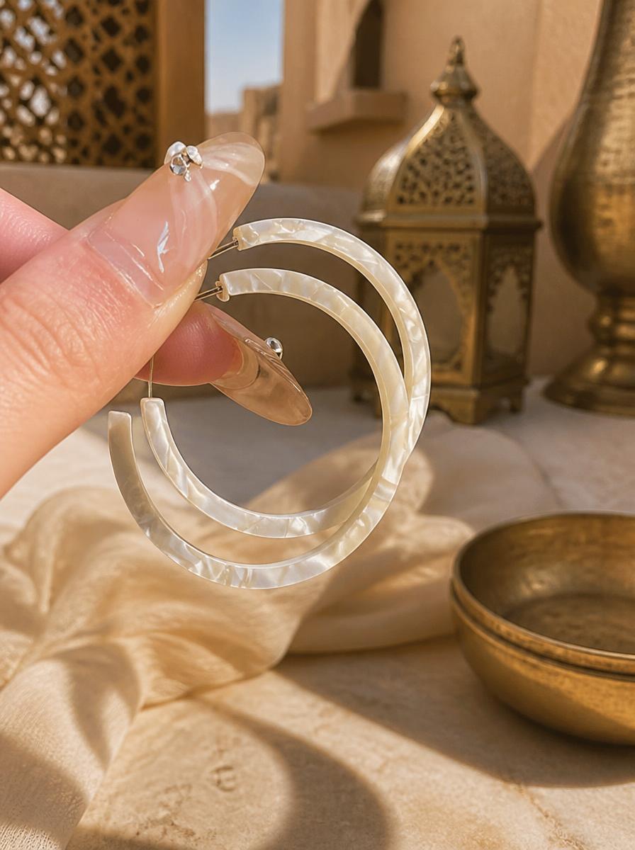 Mother-of-Pearl Effect Hoop Earrings