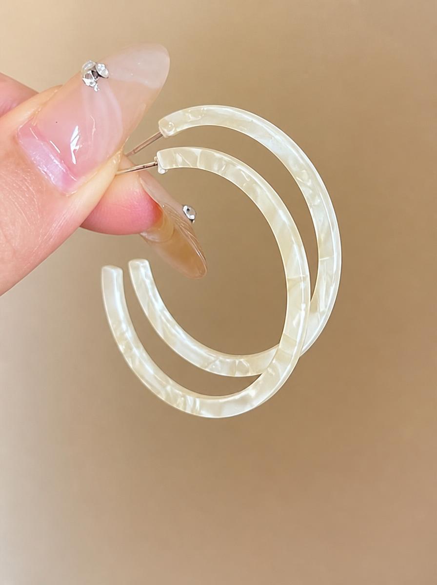 Mother-of-Pearl Effect Hoop Earrings
