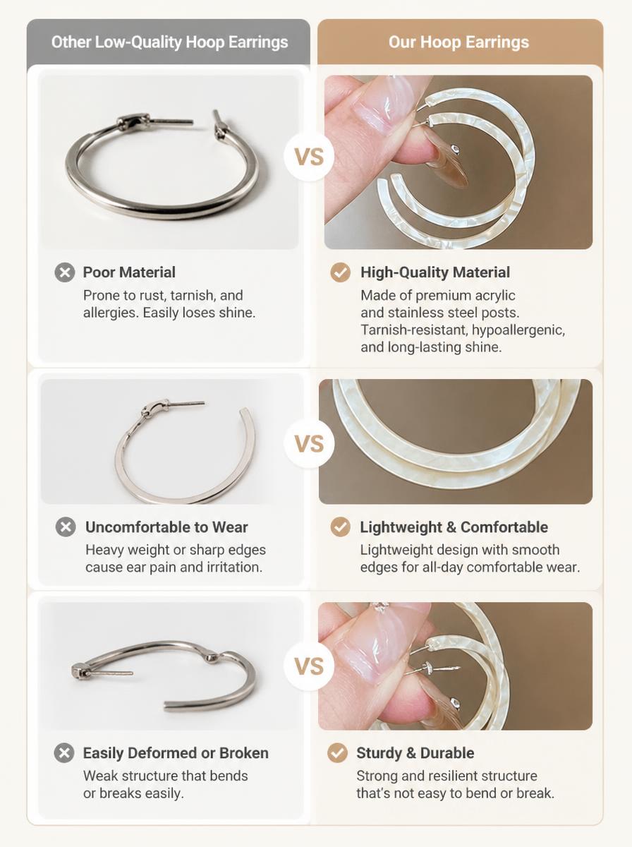 Mother-of-Pearl Effect Hoop Earrings