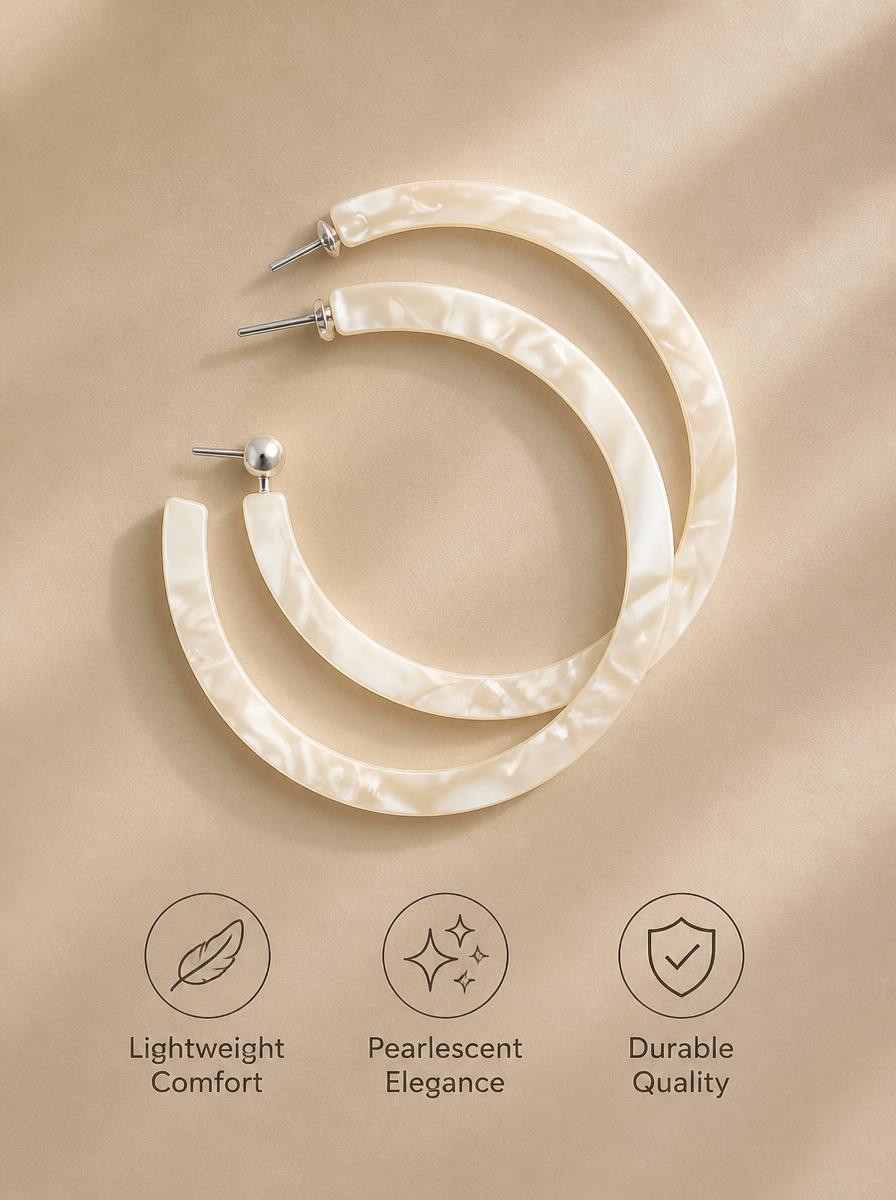Mother-of-Pearl Effect Hoop Earrings