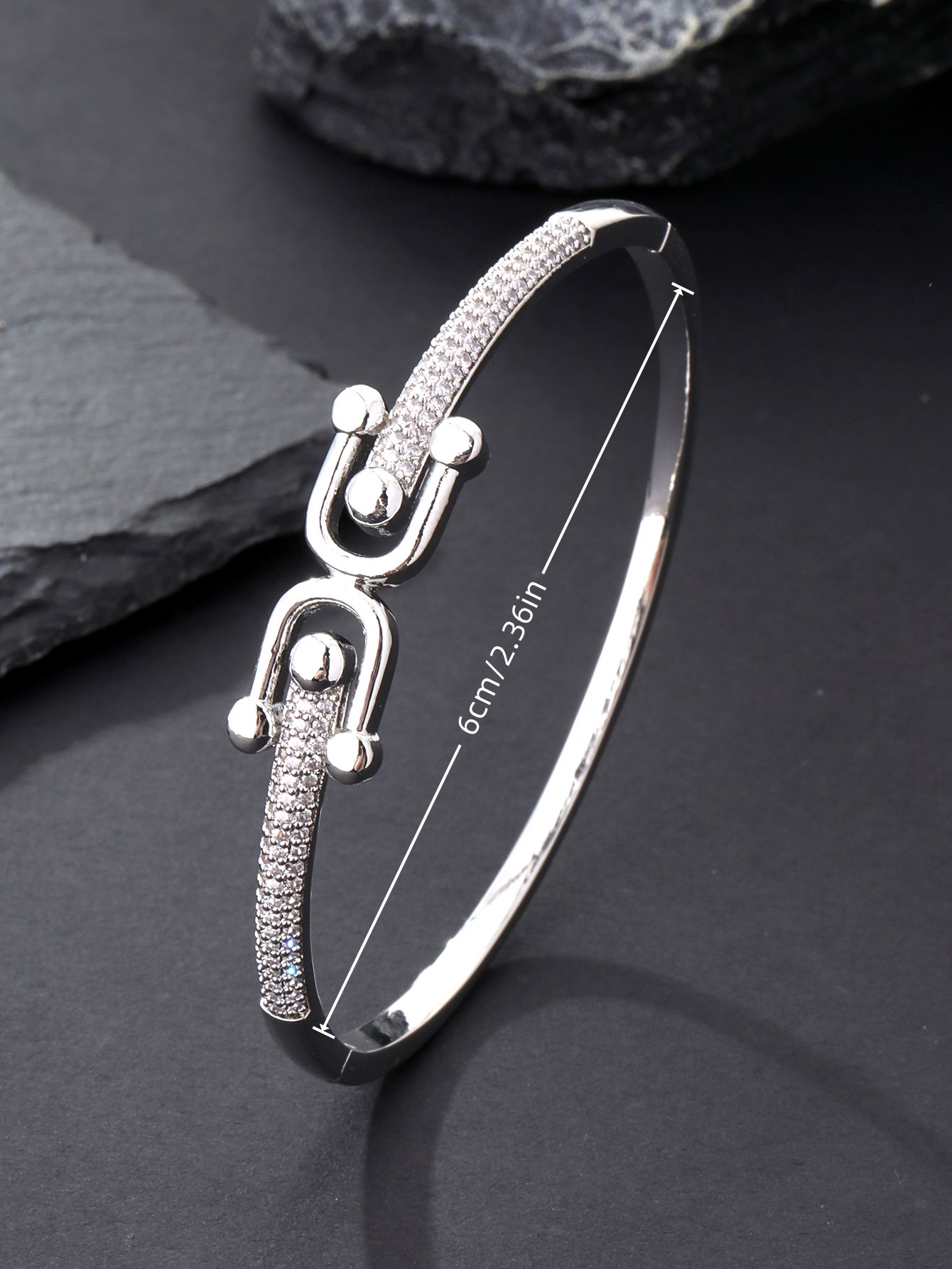 Silver Zircon Bangle Bracelet