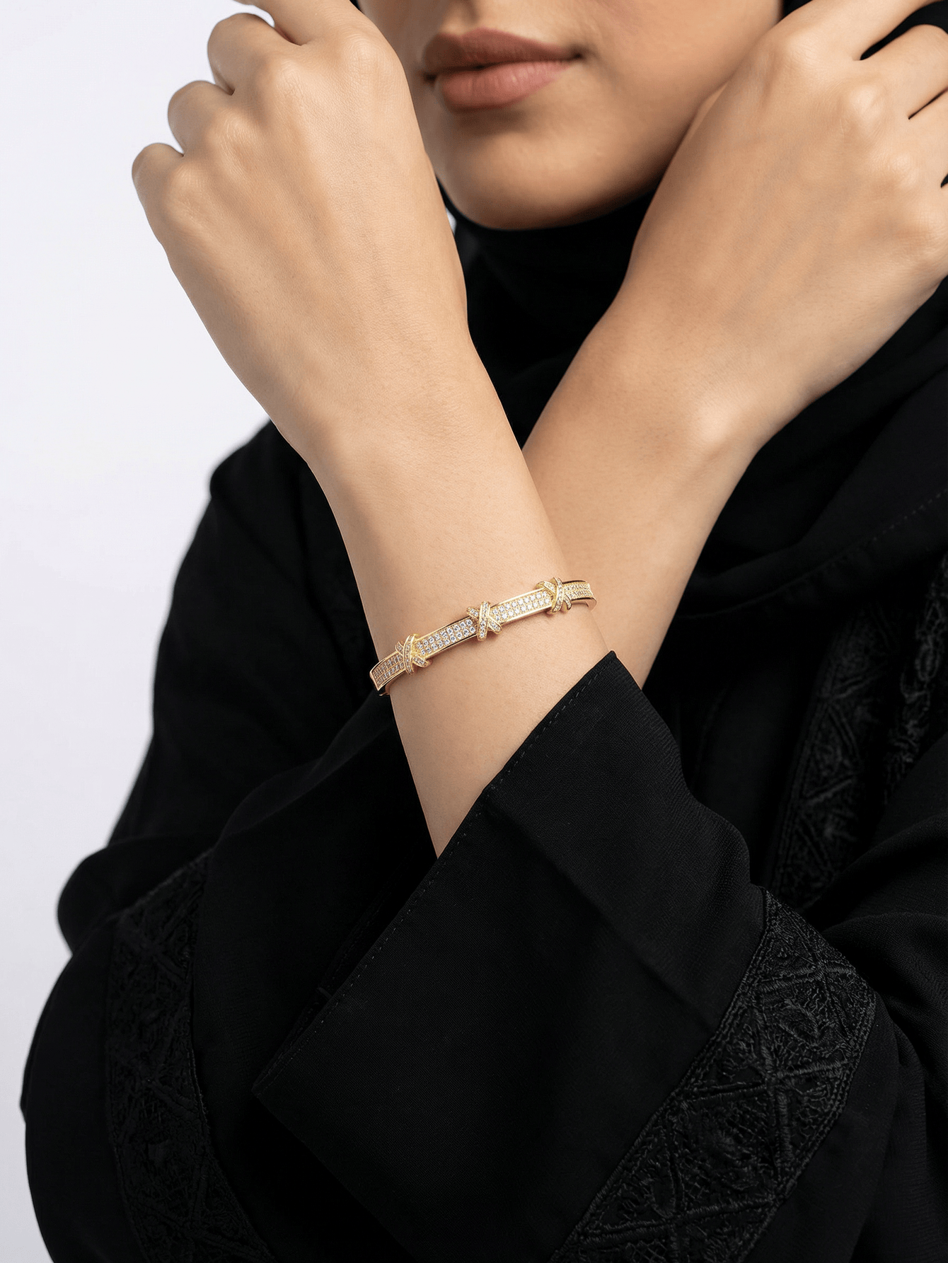 Gold Zircon Bangle Bracelet