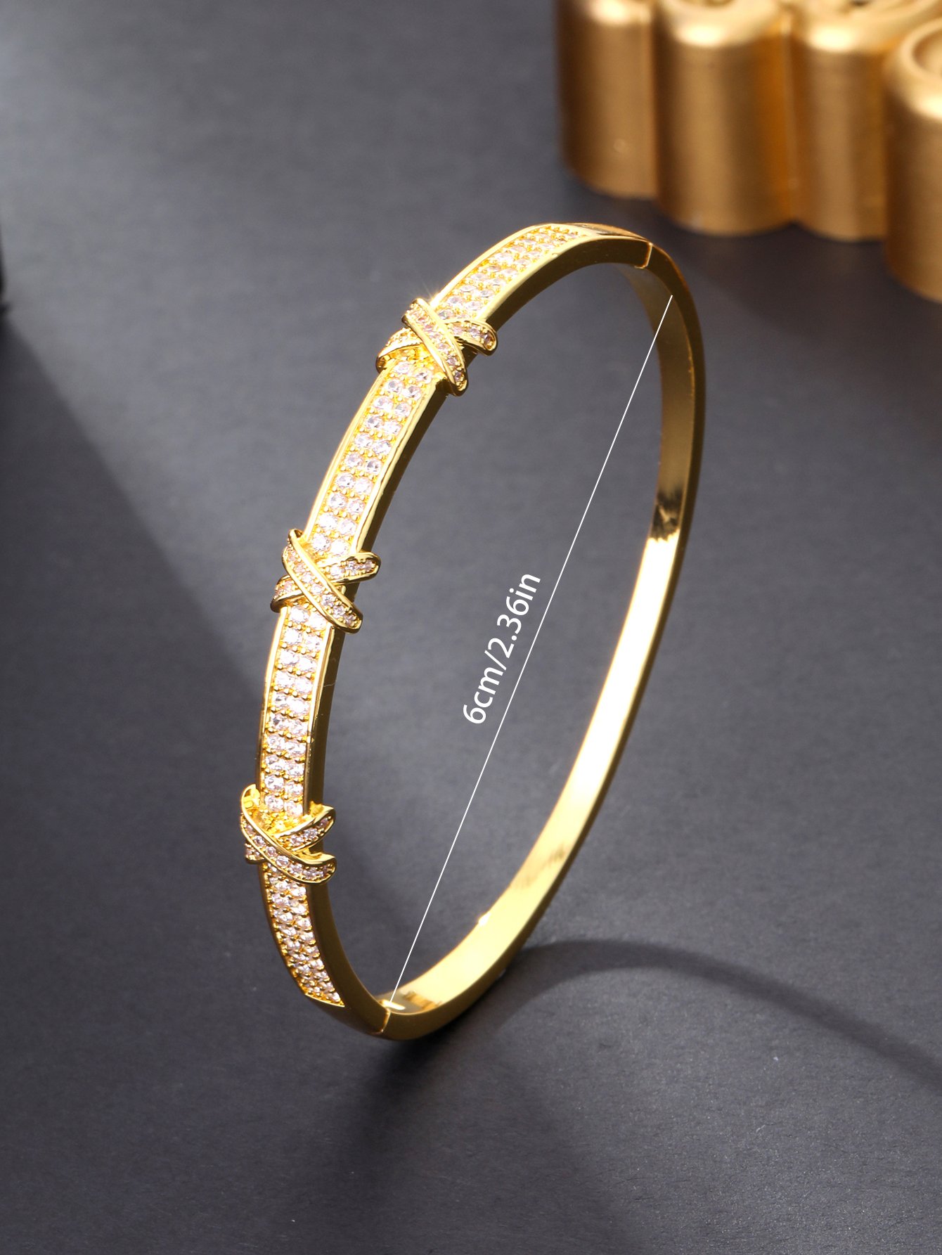 Gold Zircon Bangle Bracelet