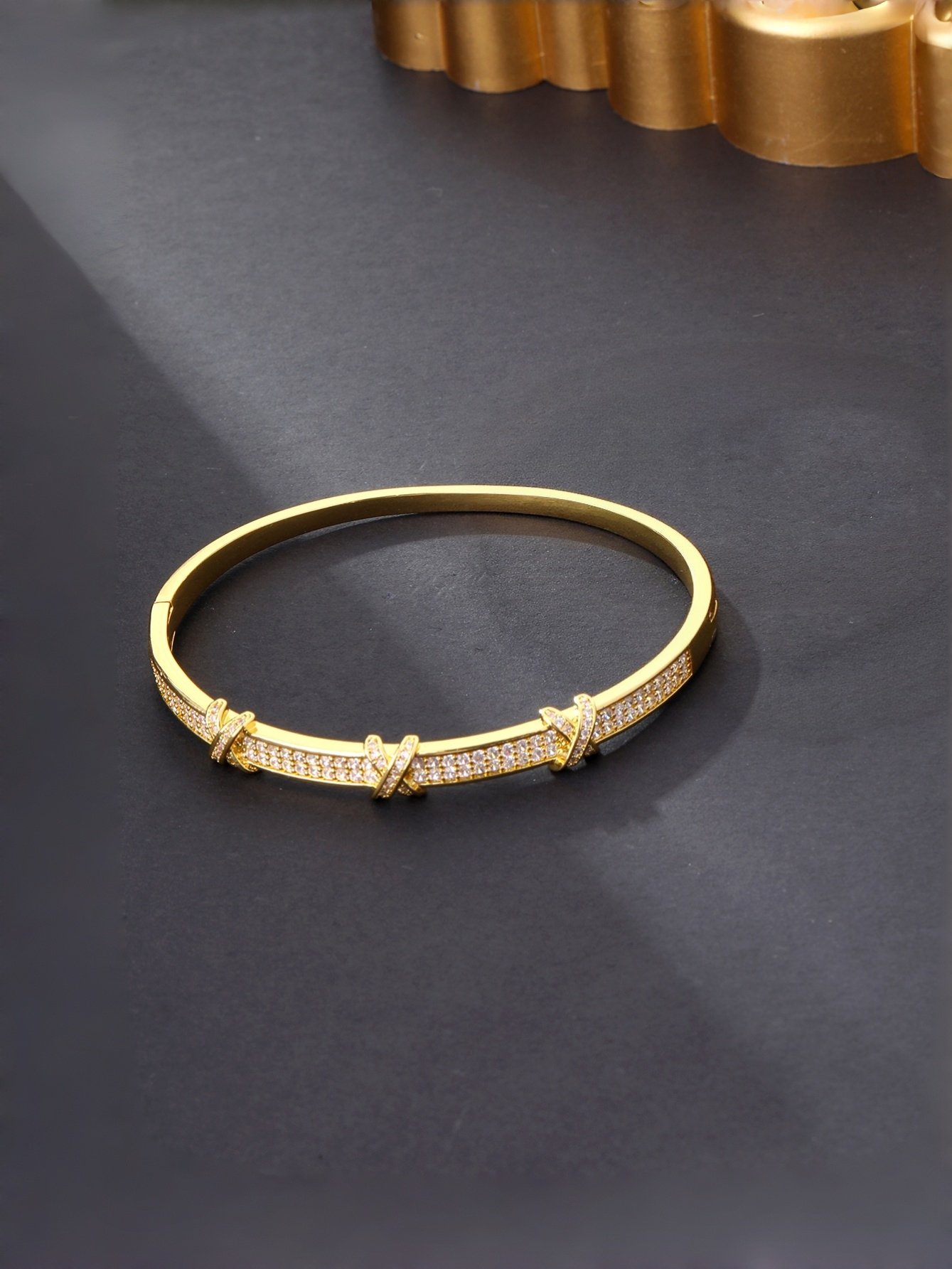Gold Zircon Bangle Bracelet