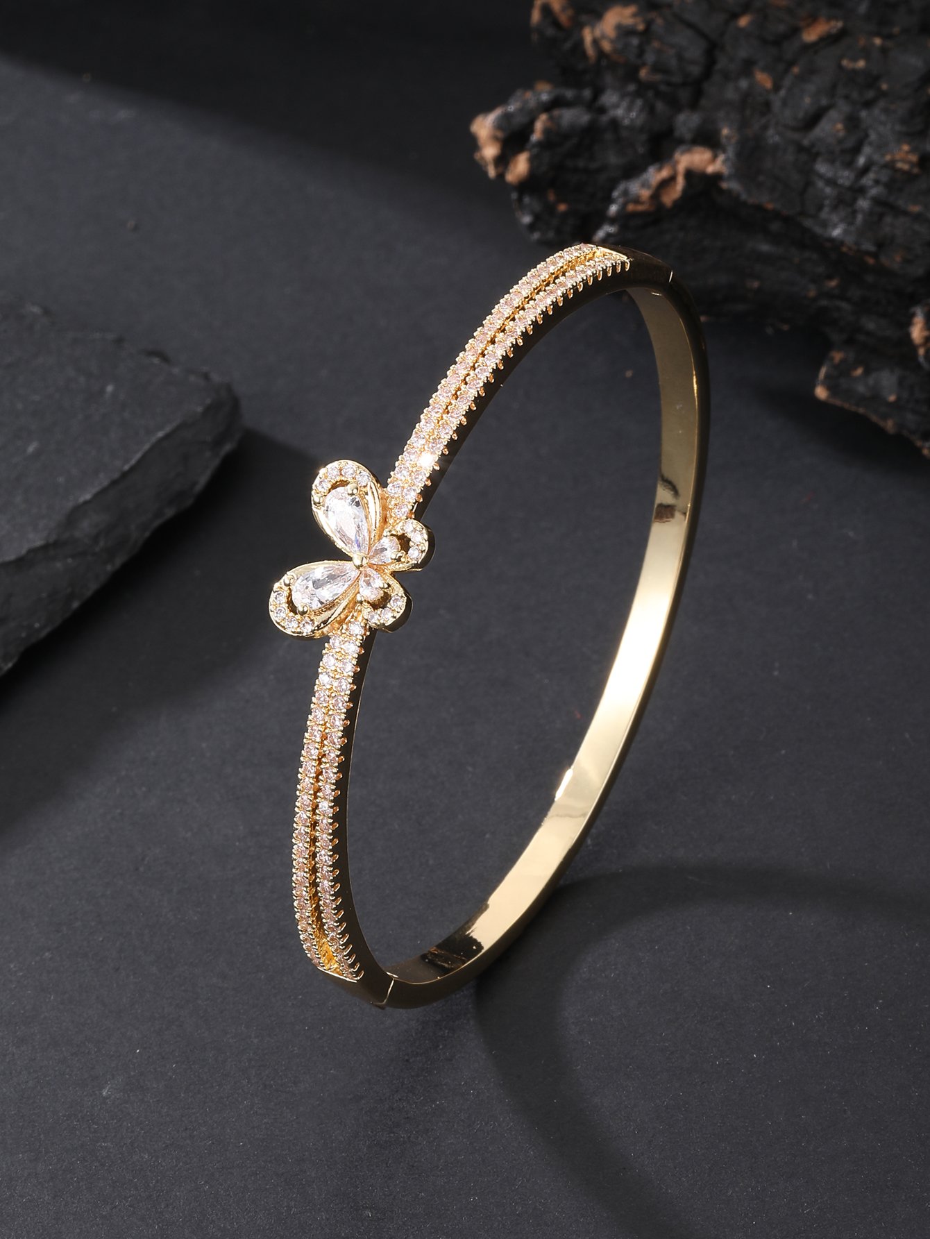 Gold Zircon Bangle Bracelet