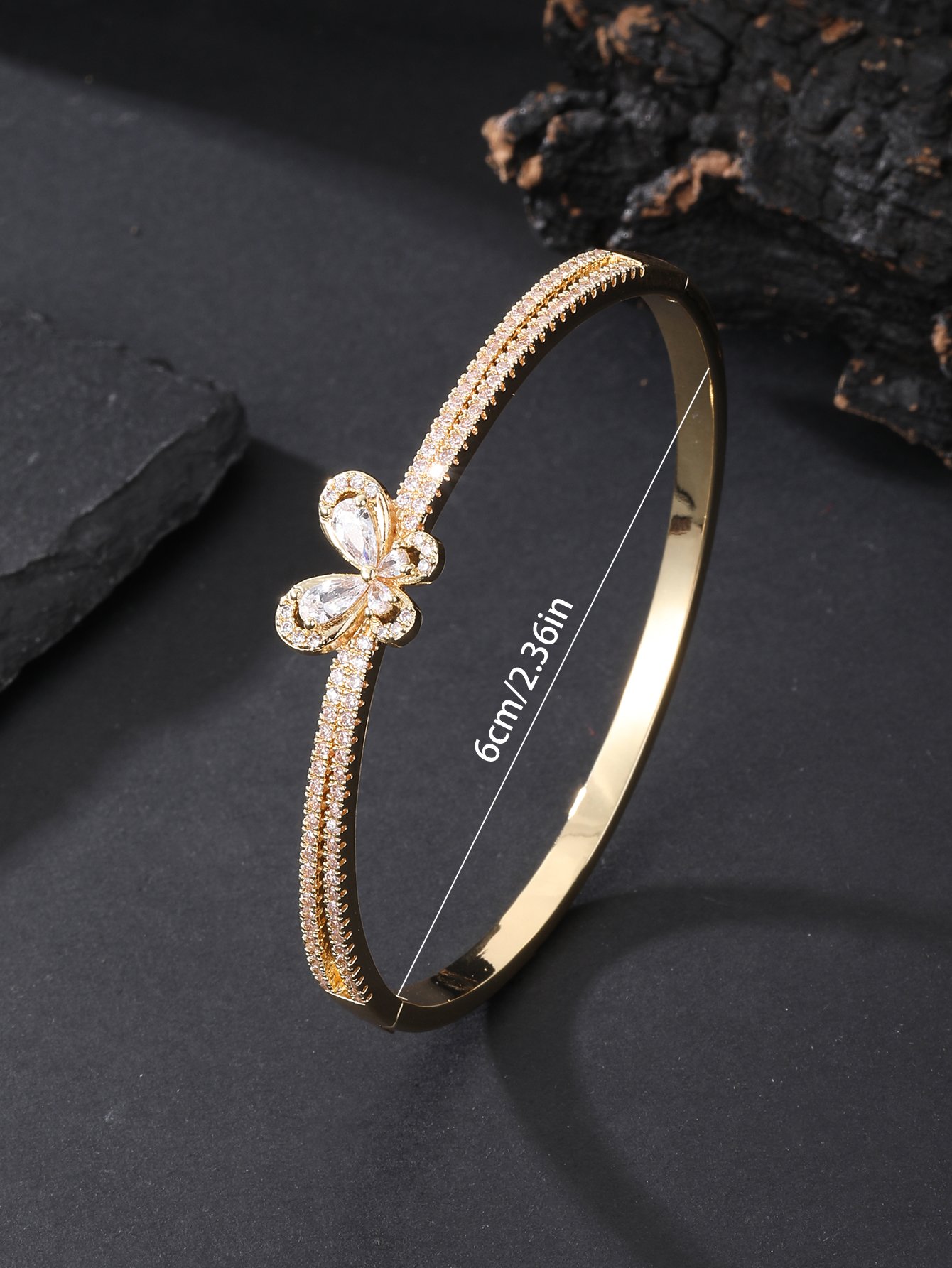 Gold Zircon Bangle Bracelet