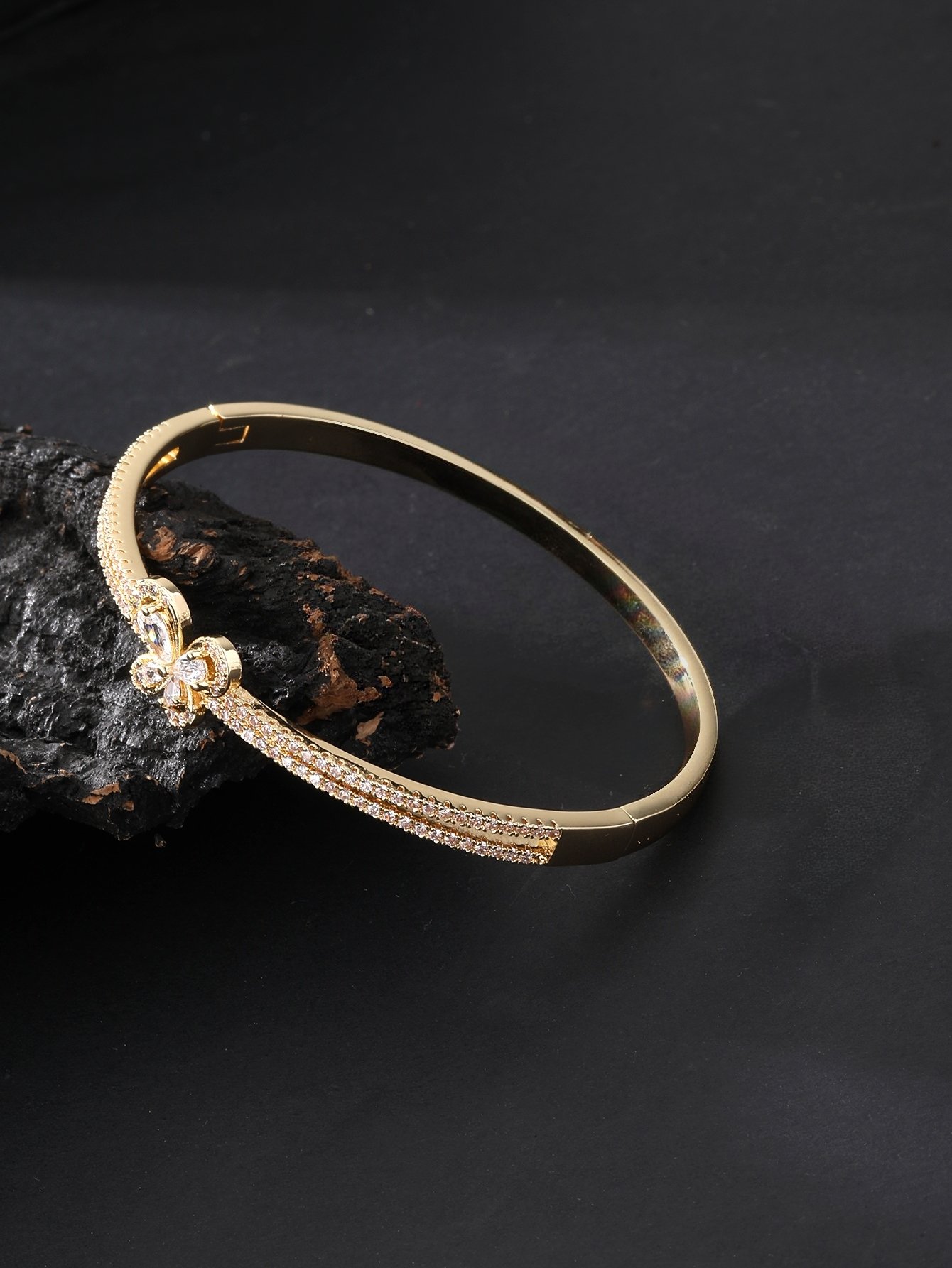 Gold Zircon Bangle Bracelet