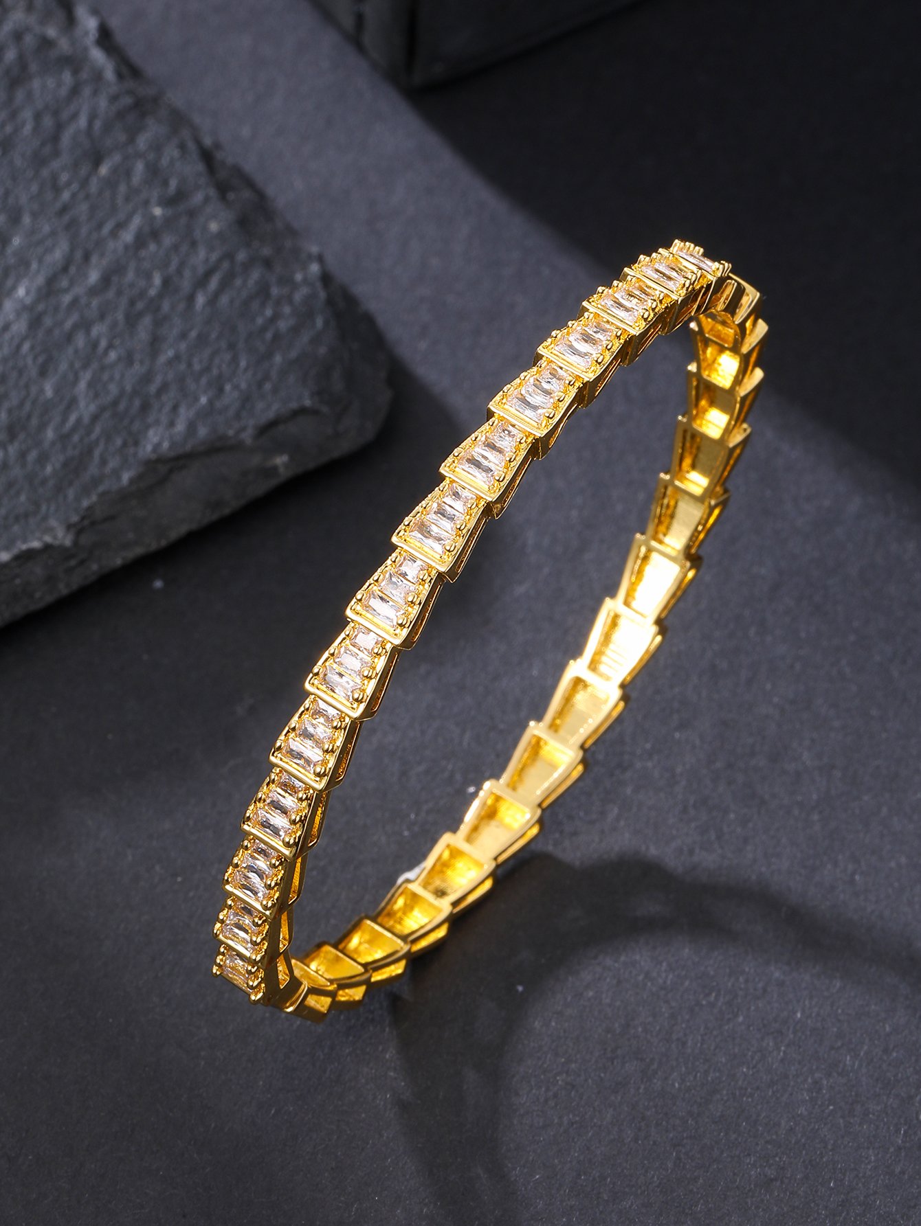 Silver Zircon Bangle Bracelet