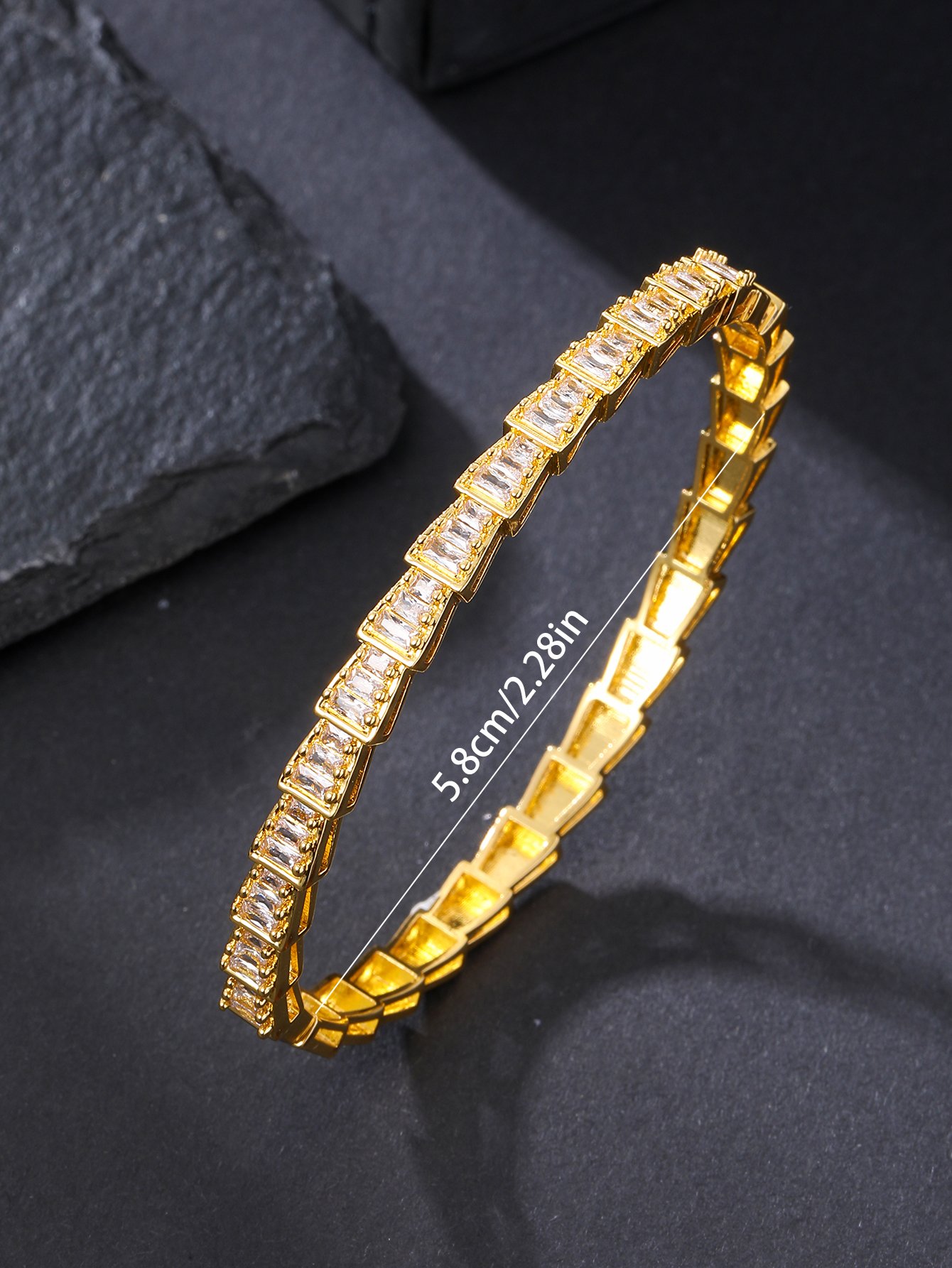 Silver Zircon Bangle Bracelet