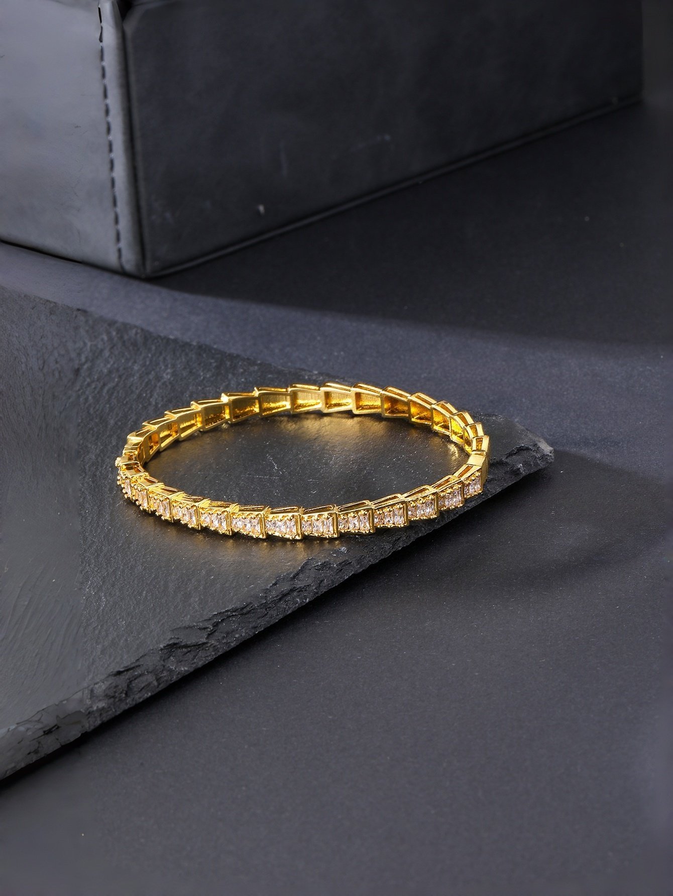 Silver Zircon Bangle Bracelet