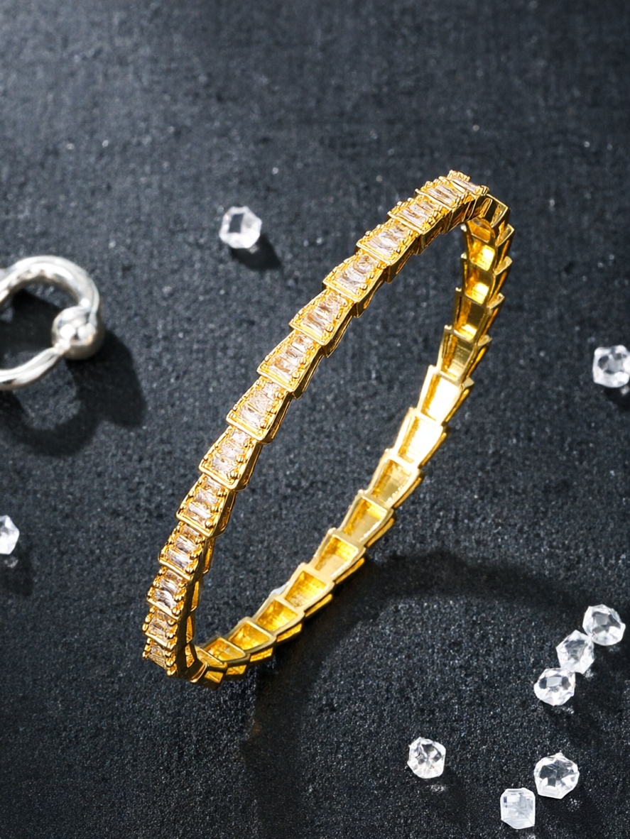 Silver Zircon Bangle Bracelet