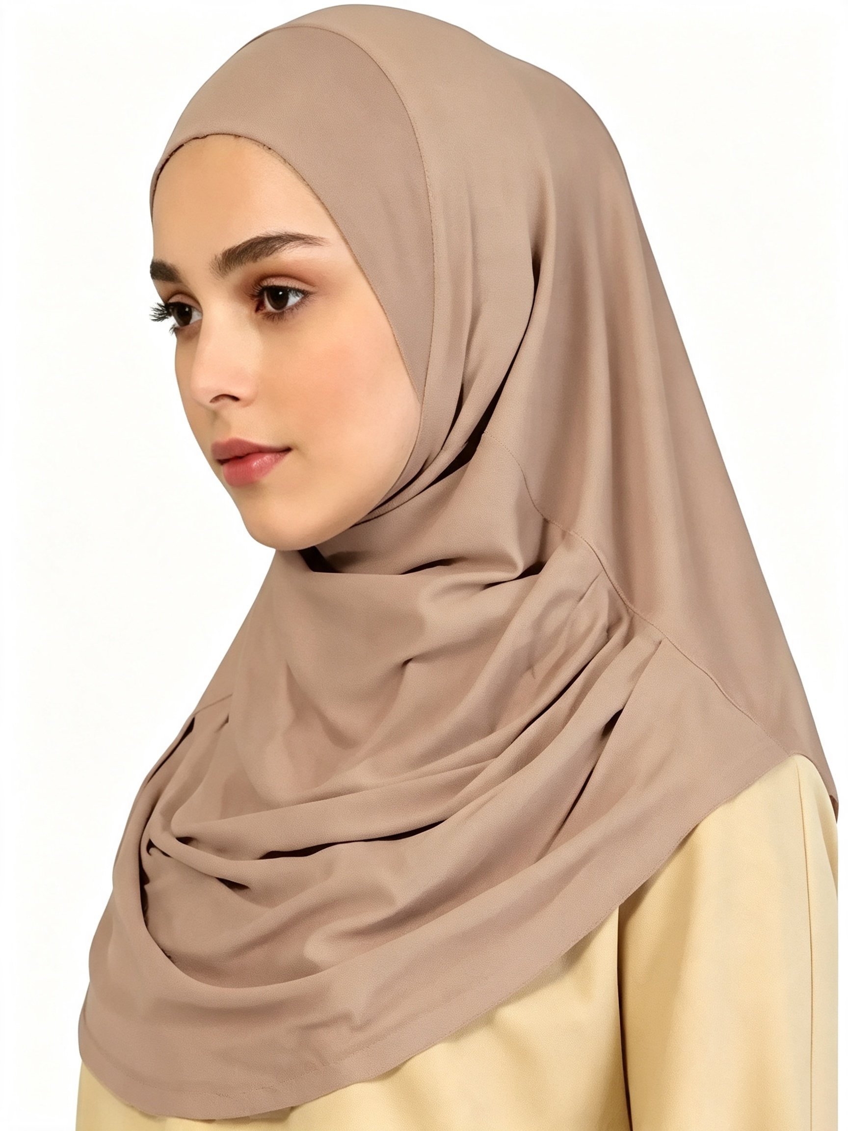حجاب تربون مزين باللون البيج