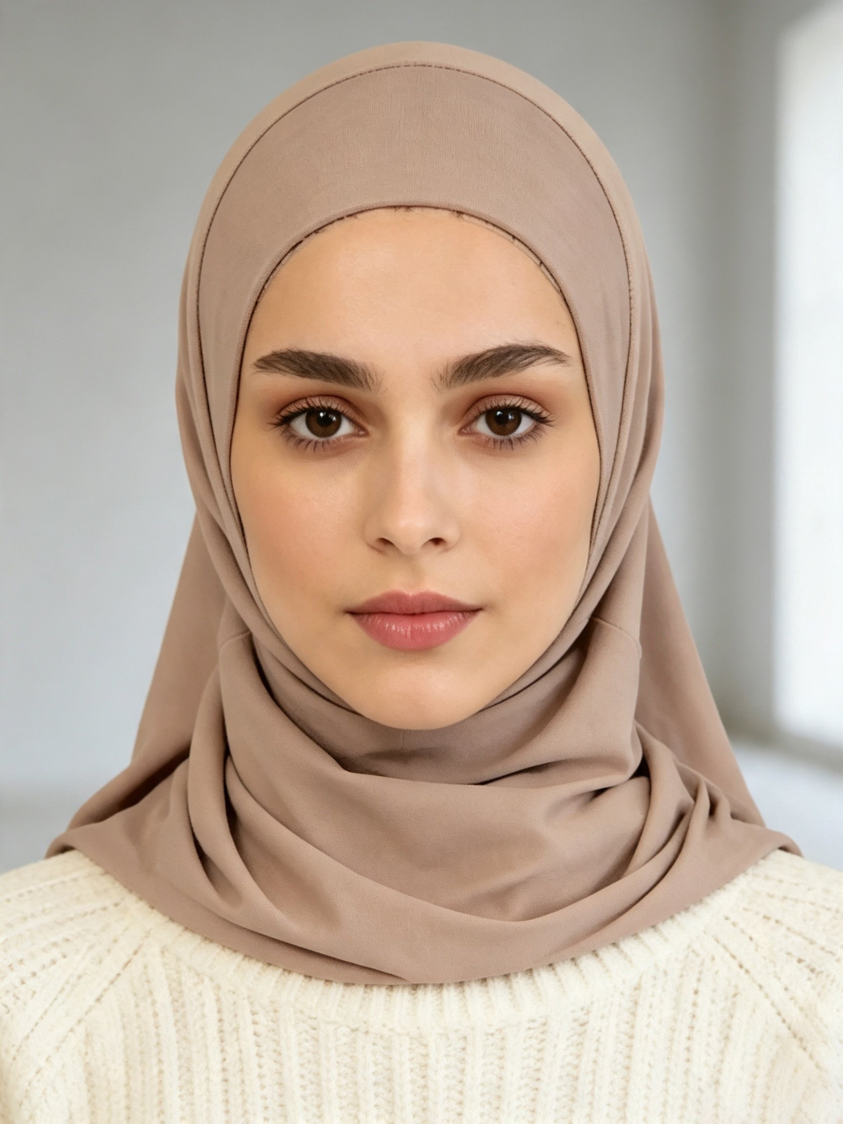 حجاب تربون مزين باللون البيج