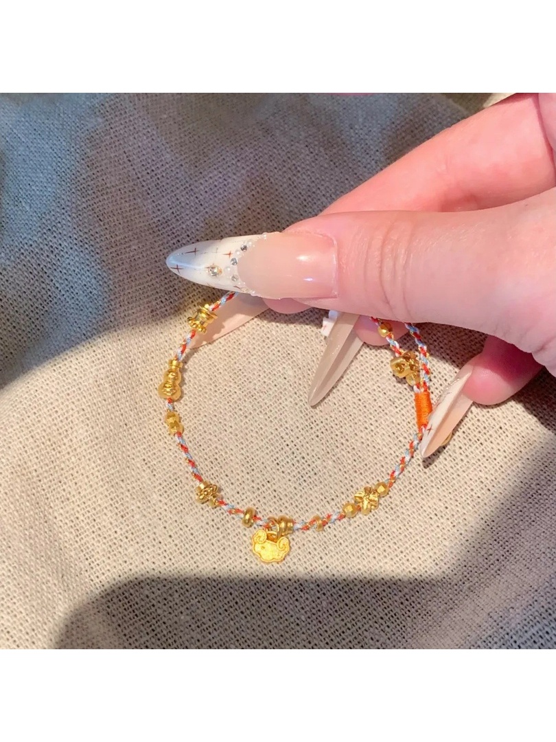 Auspicious Gourd Peace Lock Five-Color Braided Bracelet