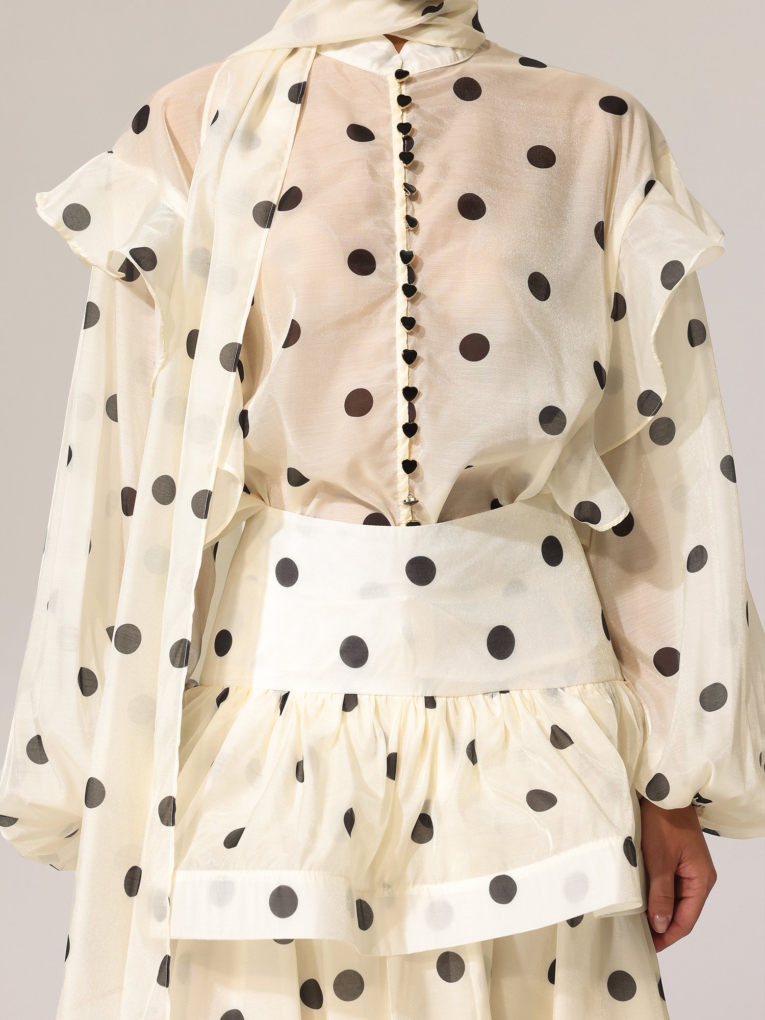 Rode Dot Printed Long Sleeves Top and Skirt Set